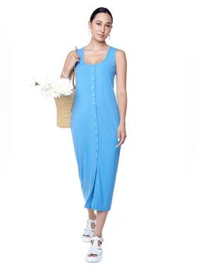 Annie 50 Blue Button-Down Midi Dress